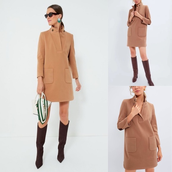 Tuckernuck Dresses & Skirts - TUCKERNUCK Emerson Equestrian Elbow Patch Camel Coat Dress Size Small